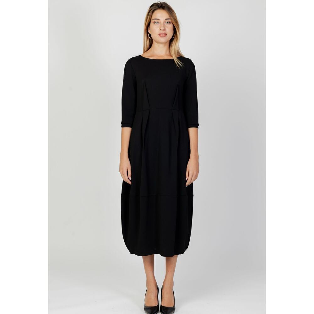 Sandro Ferrone Barrel Dress Black Sheath Size 44 Italy Made Black Lagenlook